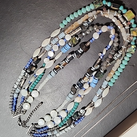 Gold Crystal Earrings 2 Necklaces crystal rhinestone beads fashion bundle - Picture 4 of 9